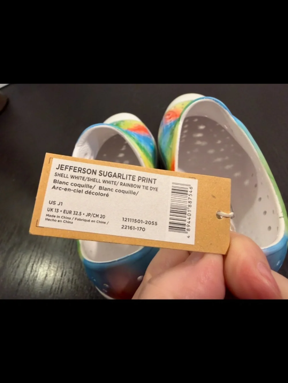 Native Jefferson Print Shoes Rainbow Multi Tie Dye Big Kids US J1/EU 32.5